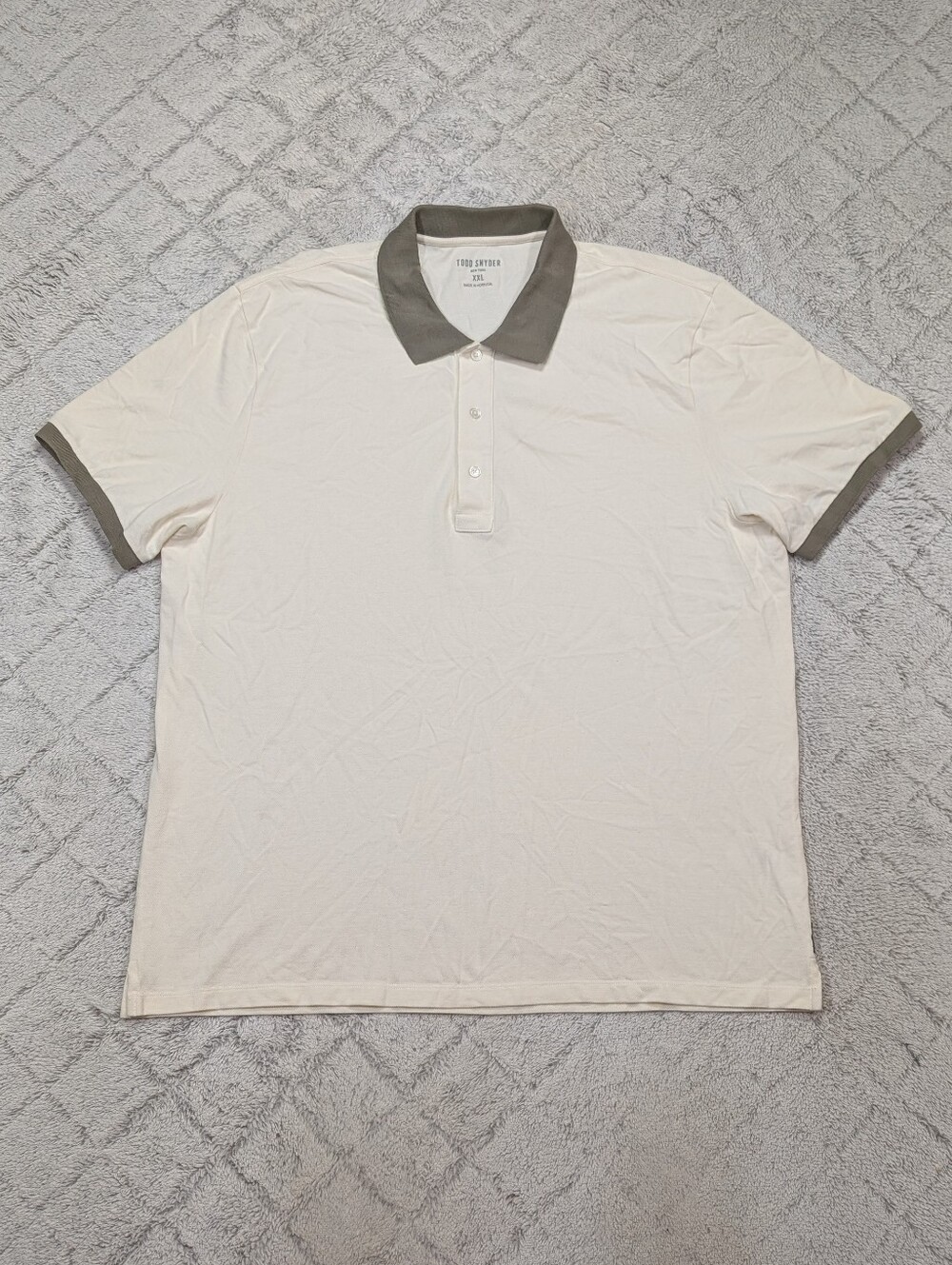 Todd Snyder Shirt Mens XXL White Coastal Cotton Pique Ringer Polo Contrast